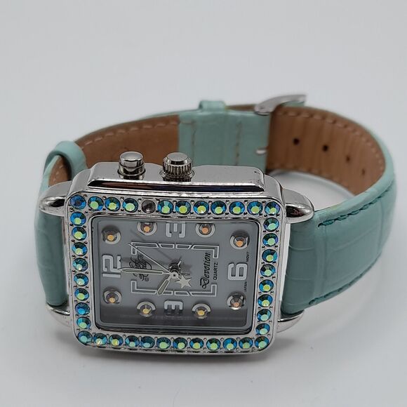 Kirks Folly Devotion Watch Aurora Borealis Crystal Accents Leather - Picture 12 of 12